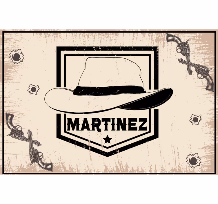 Rollo fenster beige mit namen cowboyhut - TenStickers