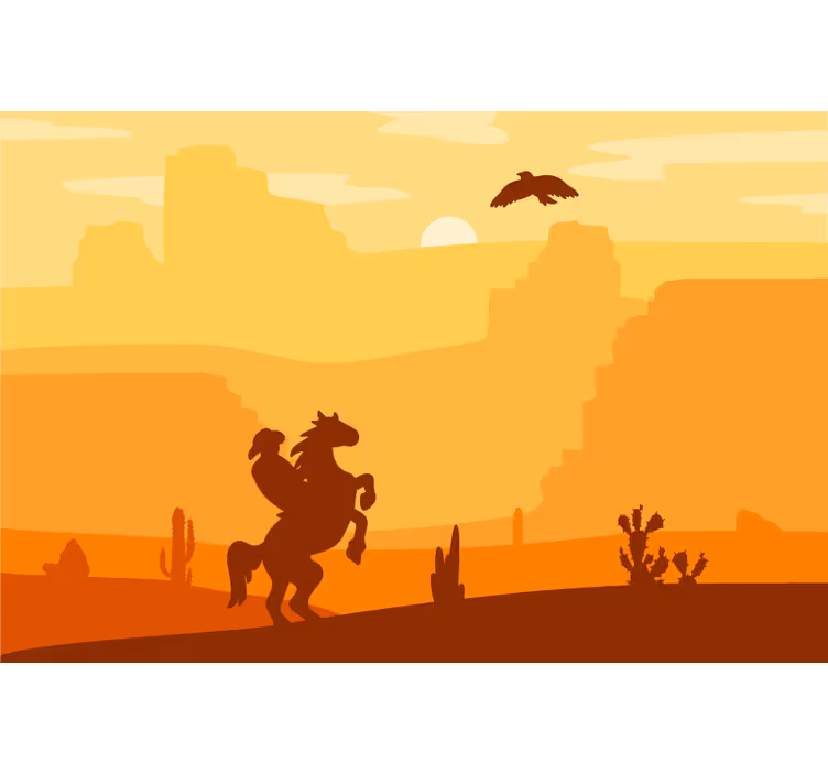Rollo fenster orange cowboy landschaft - TenStickers