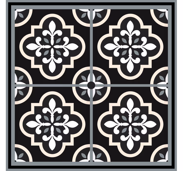 Rollo fenster home office mit schwarz-weißem blumenmuster - TenStickers