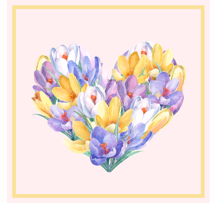 Rollo fenster wohnzimmer mit krokusblüten herzdesign - TenStickers