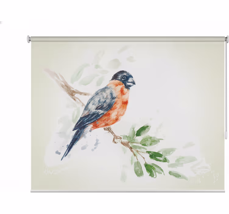 Rollo fenster wohnzimmer pastellmalerei mit vogel am ast - TenStickers