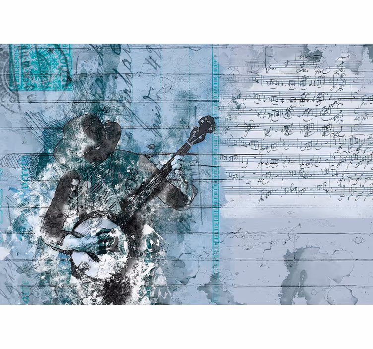 Rollo fenster schlafzimmer im abstrakten musikdesign - TenStickers
