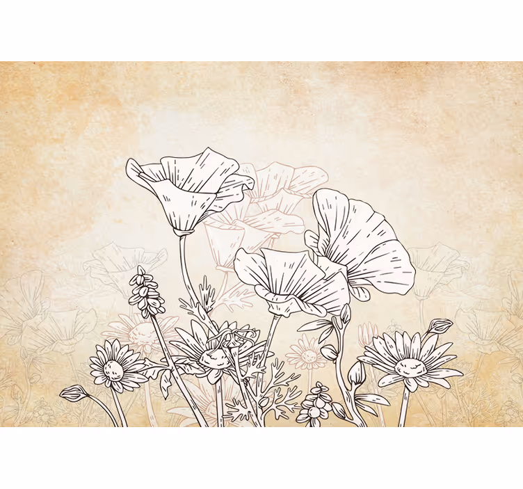Rollo fenster wohnzimmer vintage wiese - TenStickers