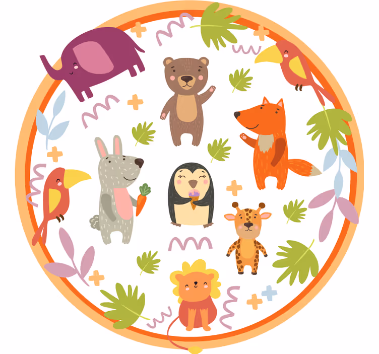 Rollo fenster kinderzimmer mit süßen zoo-tieren - TenStickers