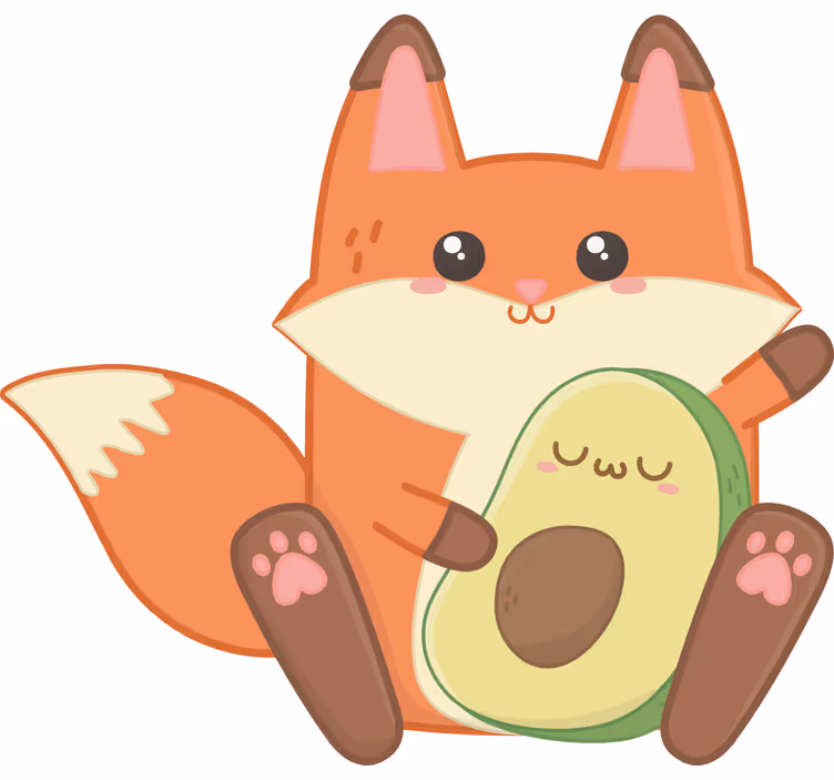Rollo fenster kinderzimmer kawaii fuchs mit avocado - TenStickers