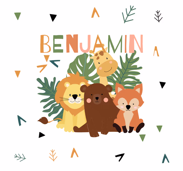 Rollo fenster kinderzimmer mit süßen wildtieren und blättern - TenStickers
