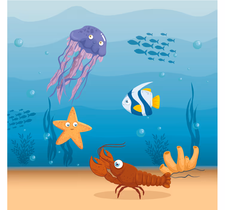 Rollo fenster kinderzimmer seaworld leben cartoon - TenStickers