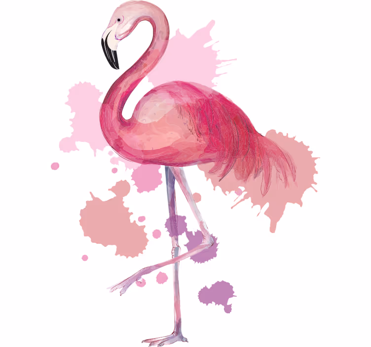 Rollo fenster jugendzimmer vintage flamingo mit farbklecks - TenStickers