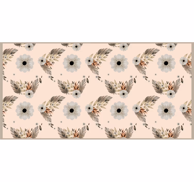 Rollo fenster beige mit pinken und schwarzen blumenmuster - TenStickers