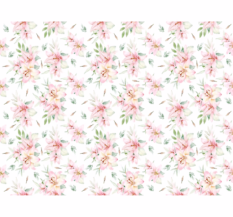Rollo fenster weiß mit pinken aquarell-lilien - TenStickers