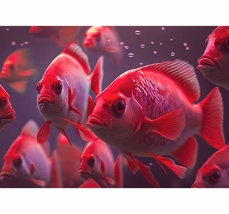 Rollo fenster tiere im roten fischbecken - TenStickers