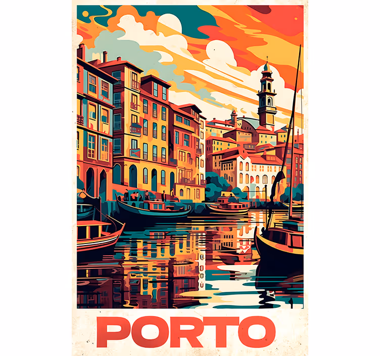 Rollo fenster vintagemuster oporto vintage-plakat - TenStickers