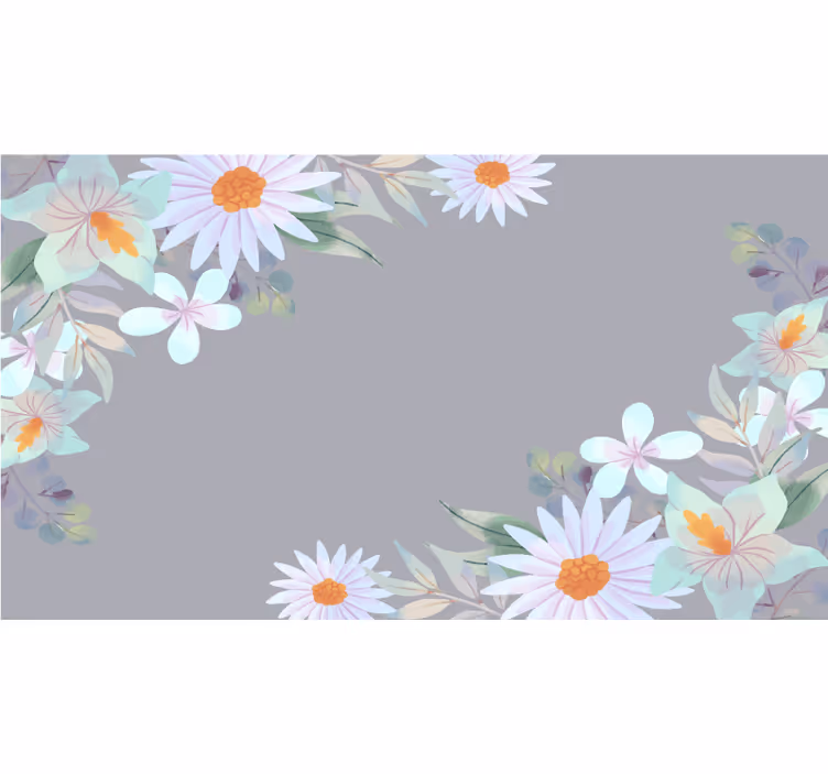 Rollo fenster grau mit graublauen aquarellblumen - TenStickers