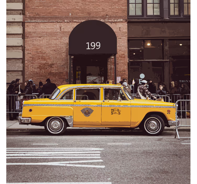 Rollo fenster home office mit new yorker taxis illustration - TenStickers