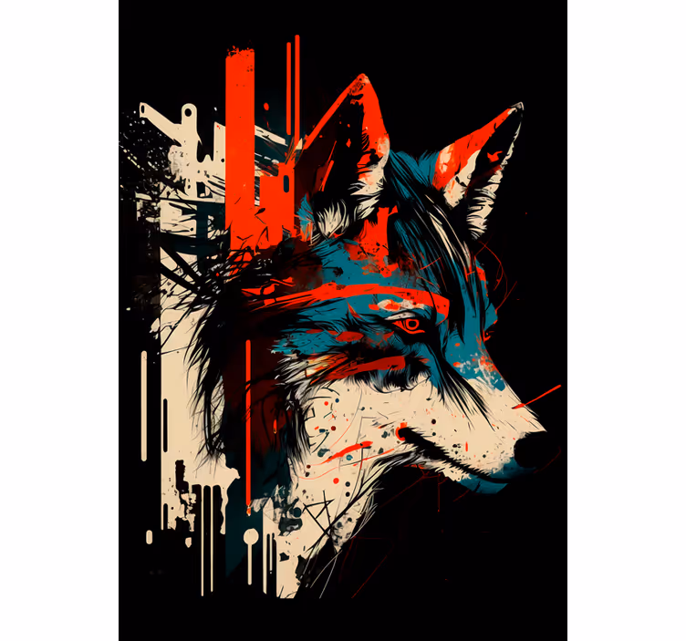 Rollo fenster jugendzimmer mit abstraktem wolf - TenStickers
