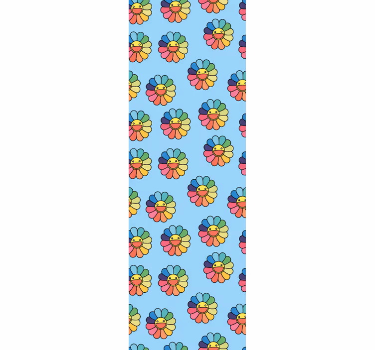 Rollo fenster jugendzimmer mit bunten blumen und smiley - TenStickers