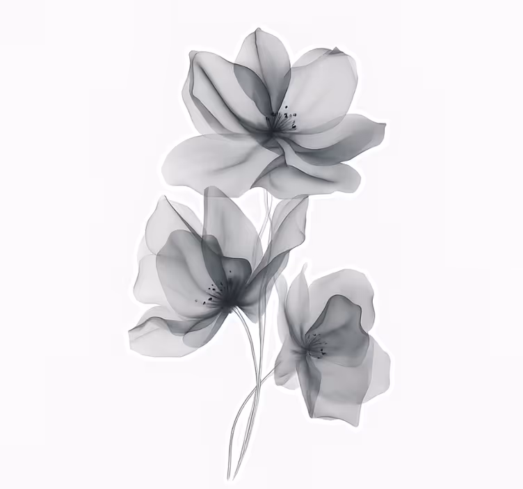Rollo fenster blumen graue durchsichtige blumen - TenStickers