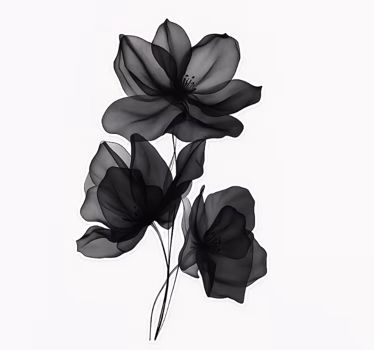 Rollo fenster blumen in schwarz transparent - TenStickers
