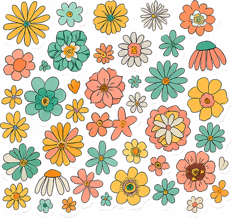 Rollo fenster blumen bunte retro 70er blumenkollektion - TenStickers