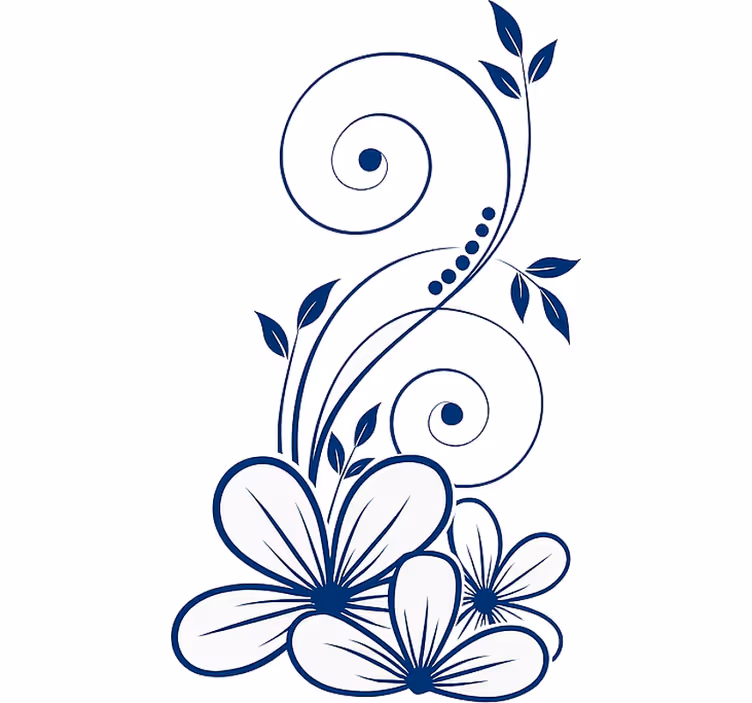 Rollo fenster blumen mit blauer blumenwirbel - TenStickers
