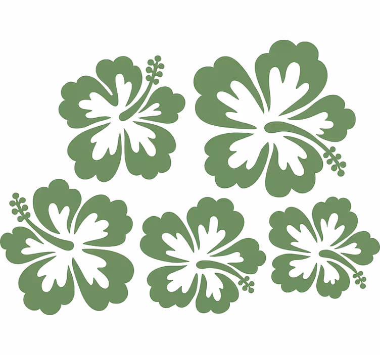 Rollo fenster blumen salbeigrüne hibiskusblüten silhouette - TenStickers