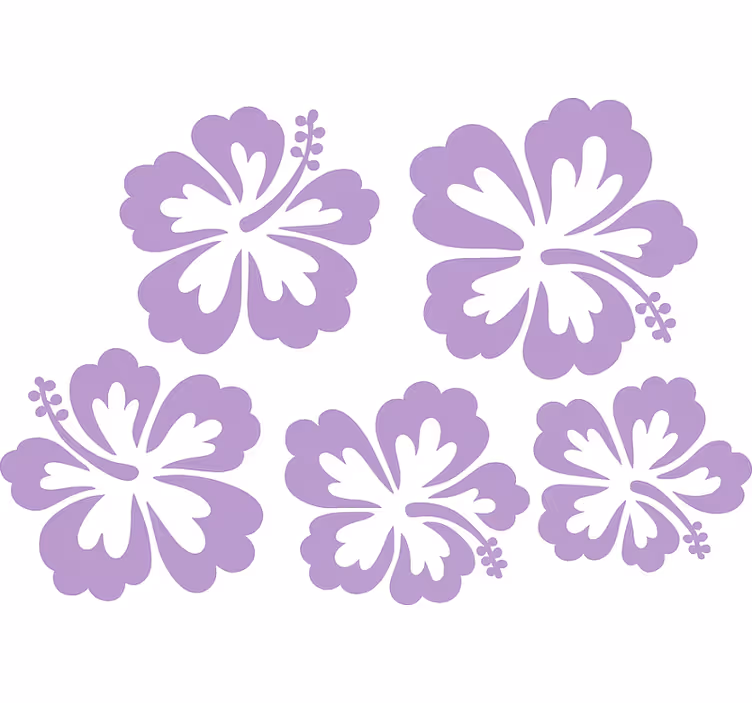 Rollo fenster blumen lila hibiskusblüten silhouette - TenStickers