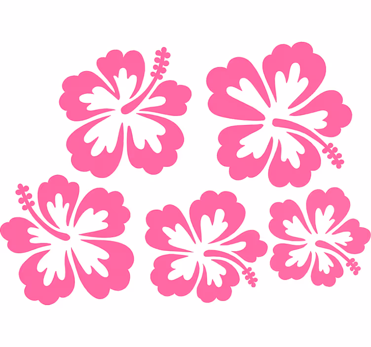 Rollo fenster blumen silhouette rosa hibiskusblüten - TenStickers