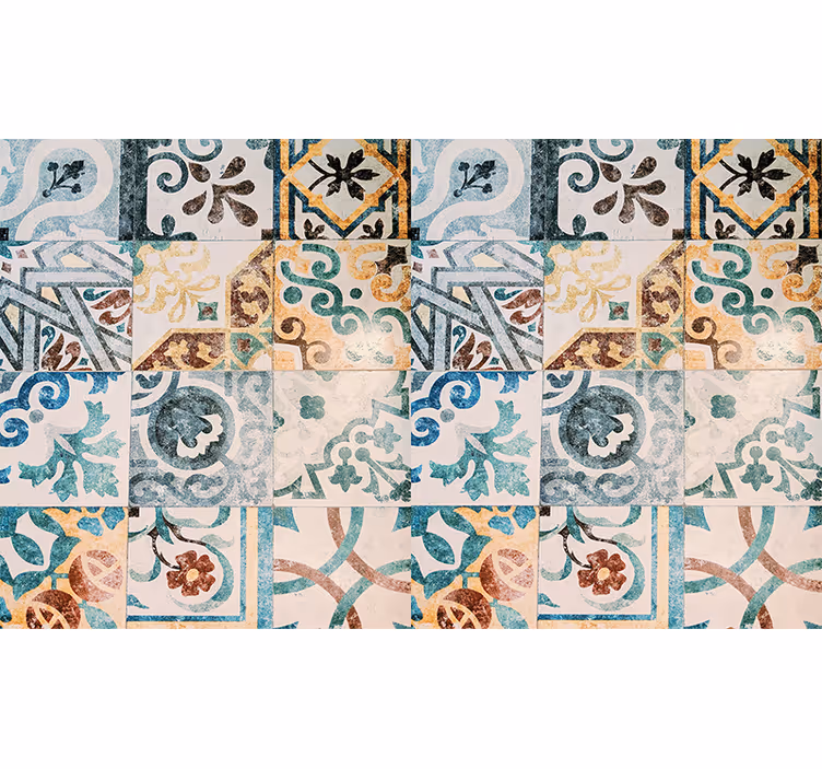 Rollo fenster rustikal im retro mosaikdesign - TenStickers
