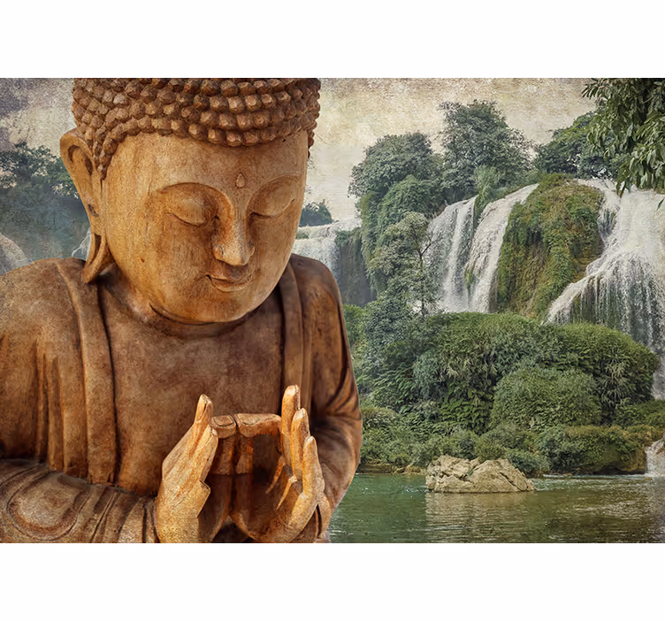Rollo fenster zen friedliche buddha wasserfall - TenStickers