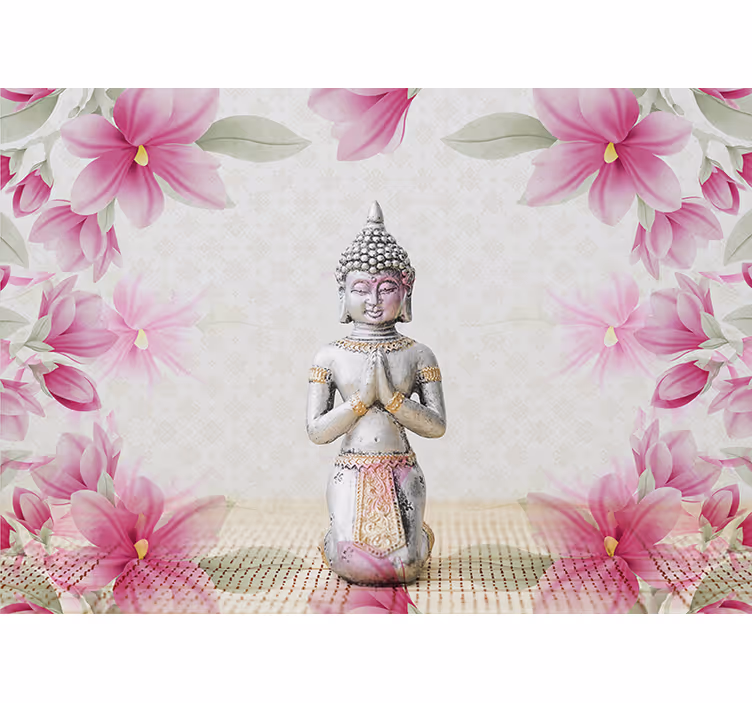 Rollo fenster zen mit buddha und magnolie tapete - TenStickers