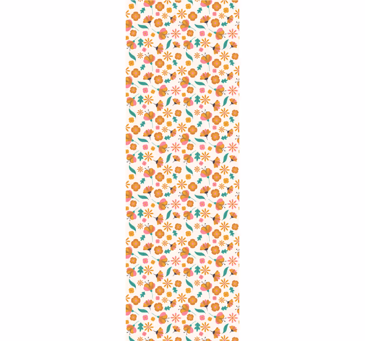 Rollo fenster orange mit orangefarbenen blumen - TenStickers