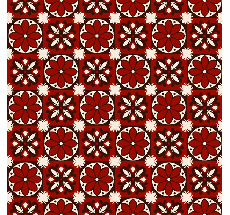 Rollo fenster rot im vintage fliesenmuster - TenStickers