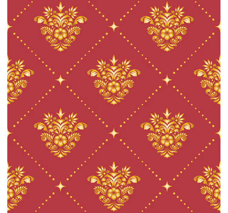 Rollo fenster rot mit goldenem damastmuster - TenStickers