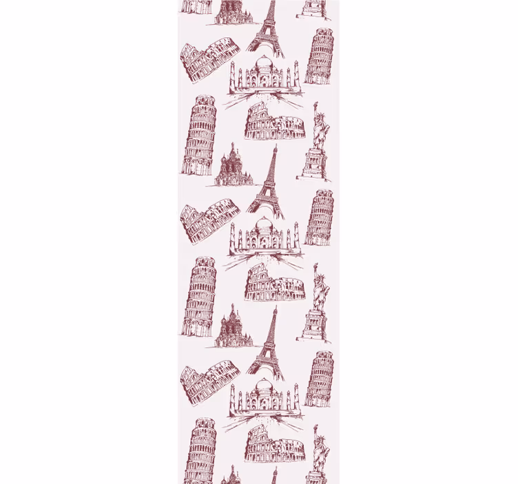 Rollo fenster klassisch mit berühmten monumenten muster - TenStickers