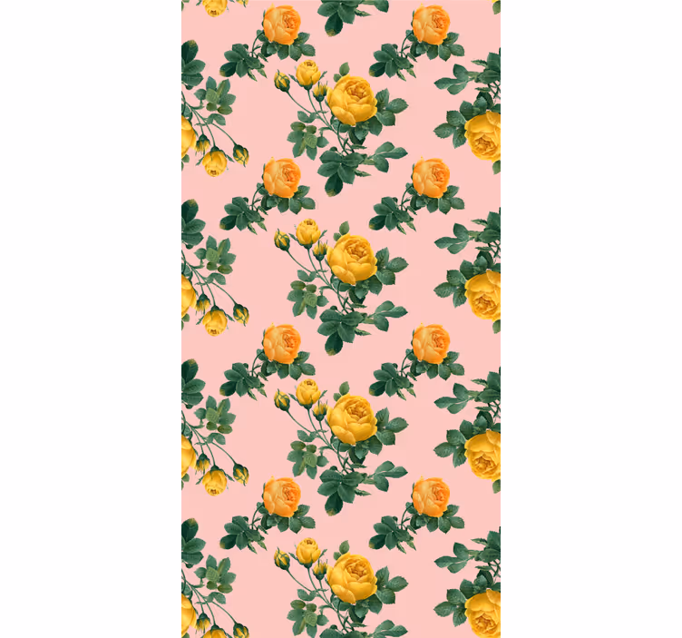 Rollo fenster klassisch mit gelben rosen und grünen blättern - TenStickers