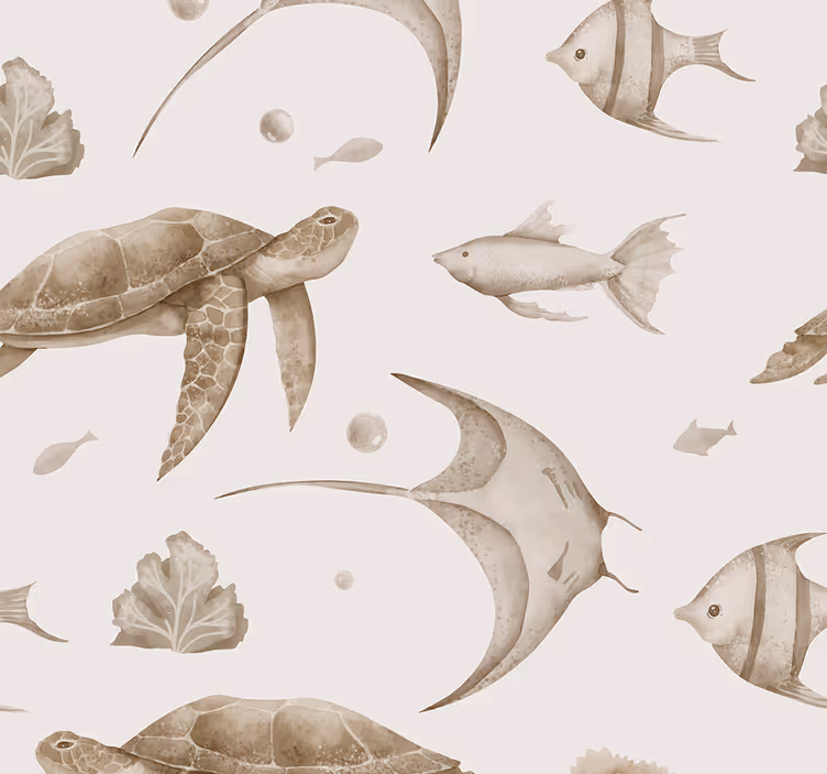 Rollo fenster baby mit beigem ozean-muster - TenStickers