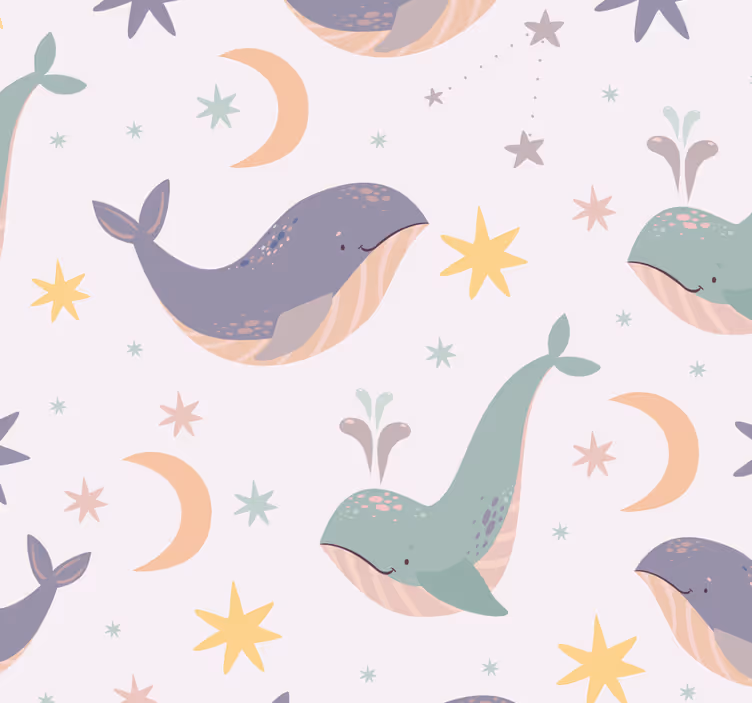 Rollo fenster baby mit verspielten wal-motiven - TenStickers