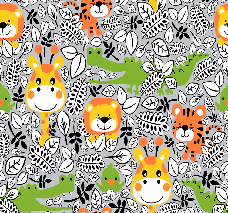 Rollo fenster baby dschungelfreunde grau - TenStickers