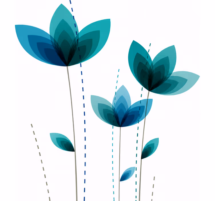 Rollo fenster türkis blumen dreifach - TenStickers