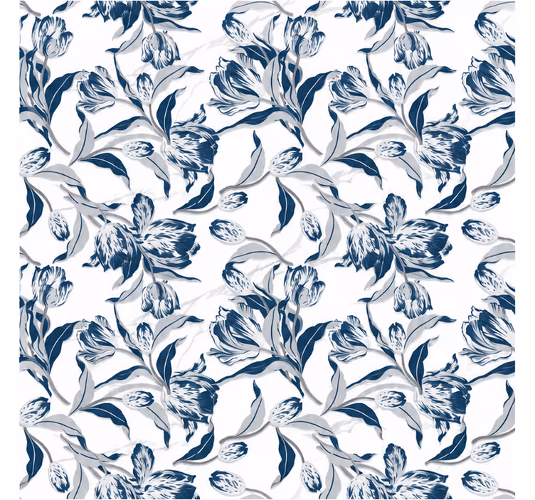 Rollo fenster blau mit klarem vintage-blumenmuster - TenStickers