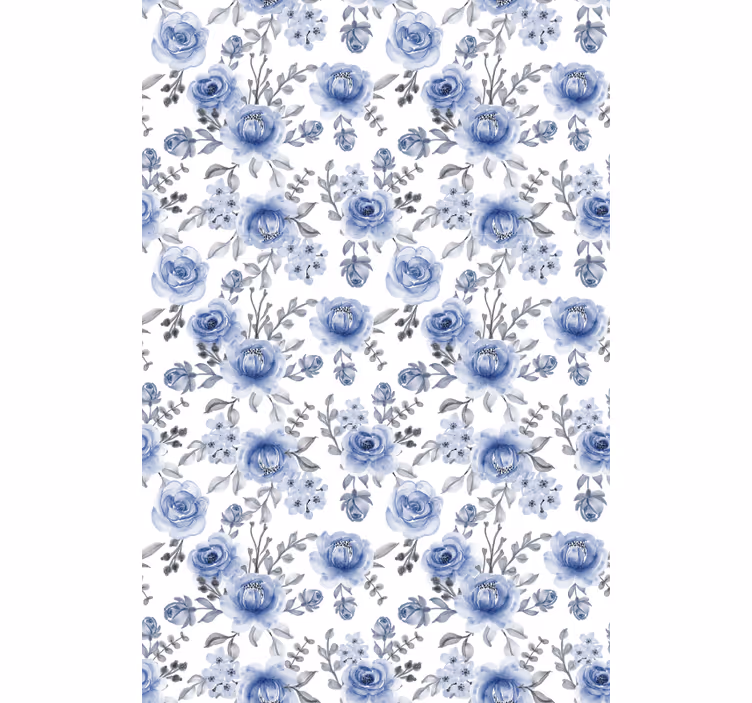Rollo Fenster Blumen blaues blumenmuster - TenStickers