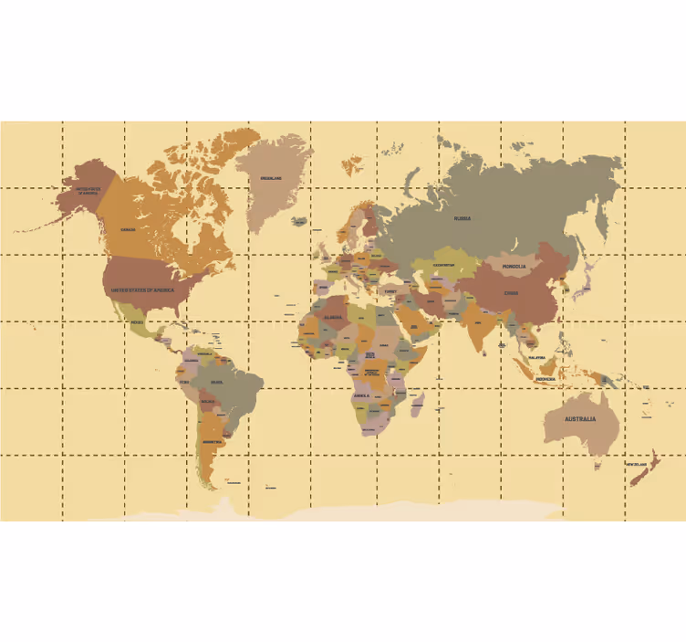 Beige vintage weltkarte Rollo - TenStickers