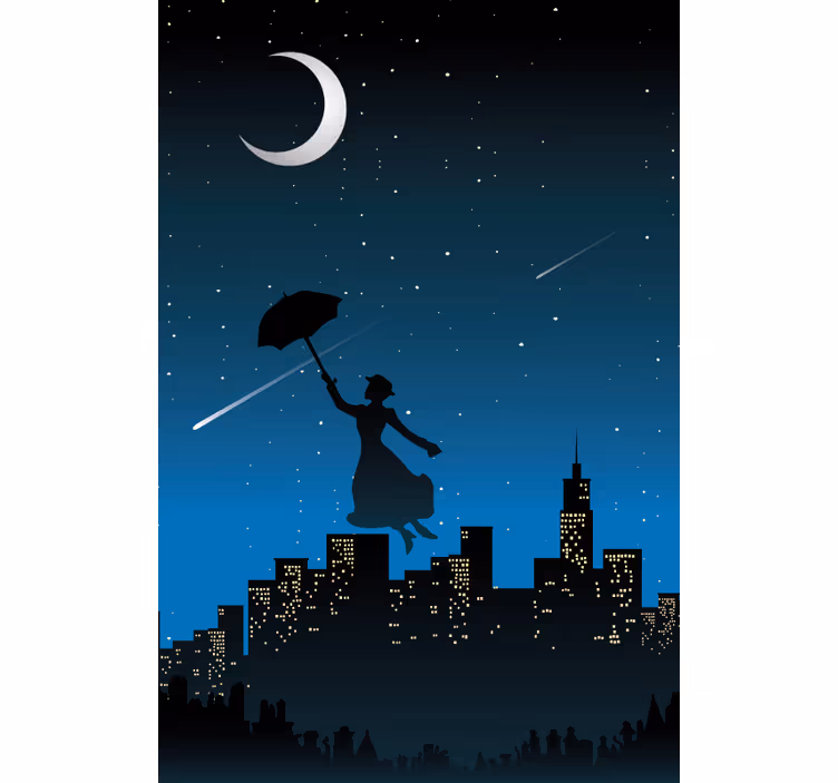 Rollo Fenster Filme silhouette regenschirm flug - TenStickers