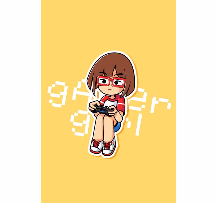 Rollo Fenster Gamer spielermädchenillustration - TenStickers