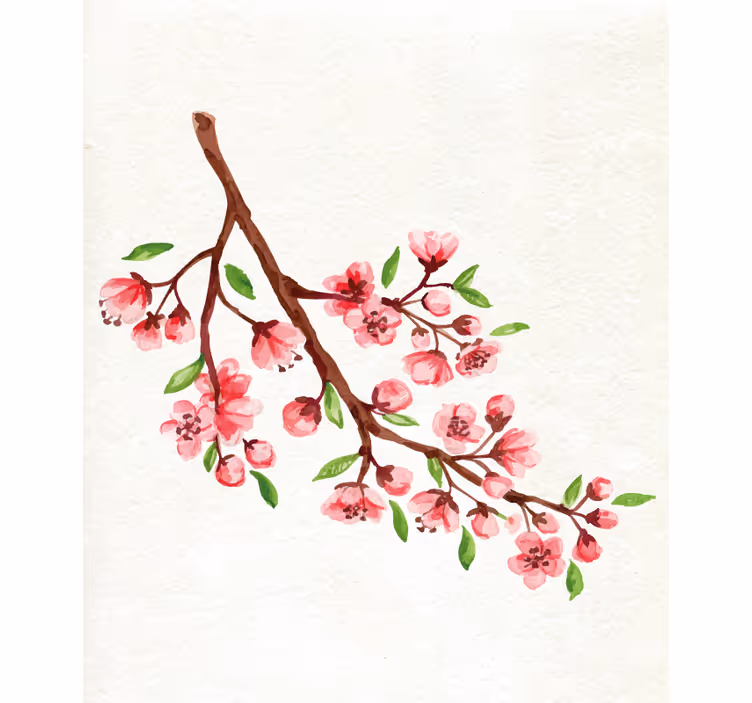 Rollo mit Blumen Aquarell rosa kirschblüten - TenStickers