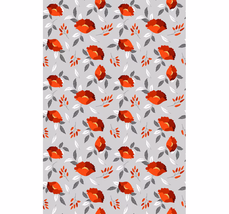 Rollo Fenster Blumen rot grau muster - TenStickers