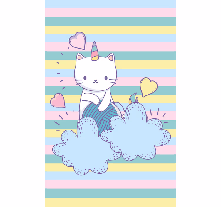 Kind Rollos Einhornkatze auf wolken - TenStickers