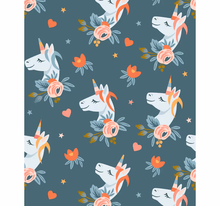 Kind Rollos Einhorn mit blumen - TenStickers