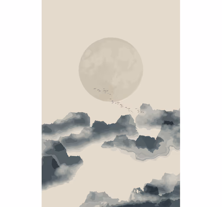Rollo Fenster Modern mondbeschienene wolkenlandschaft - TenStickers
