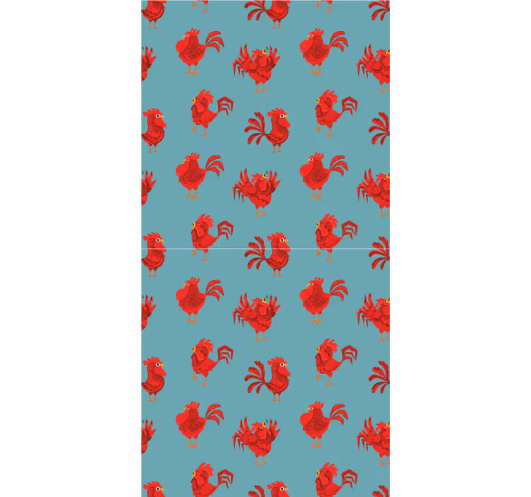 Rollo Fenster Tiere rote hähne auf blauem hintergrund - TenStickers
